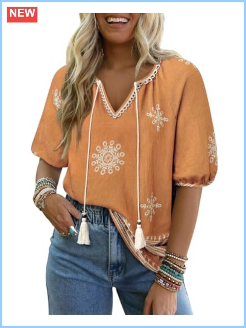 Womens V Neck Short Sleeve Boho Blouse Flowy Casual Summer Top